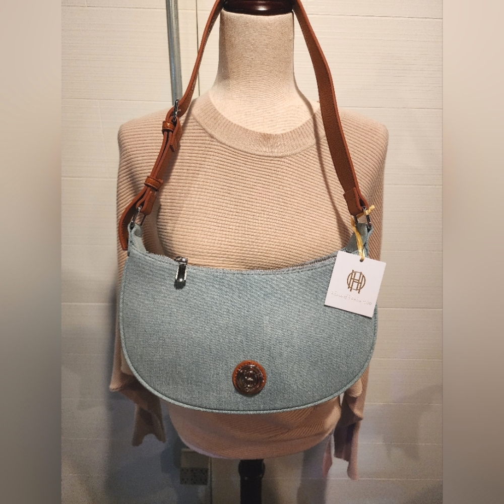 House of Harlow NWT 1960 Half Moon Denim Bag